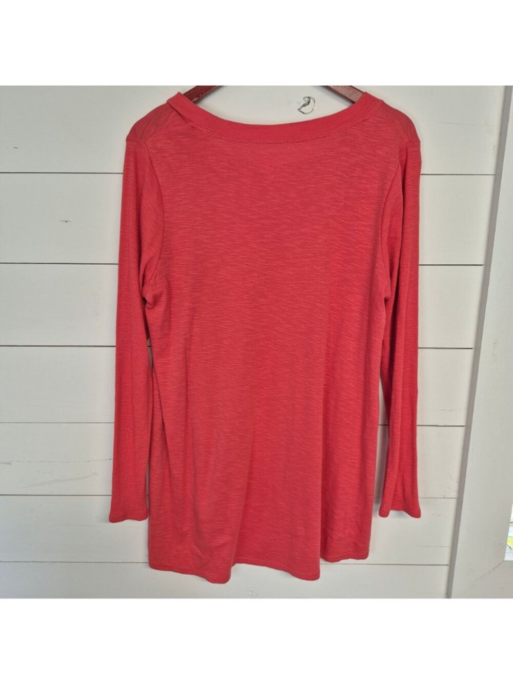 J. Jill Pima Scoop-Neck Elliptical Tunic Long Sleeve Coral Medium - Picture 5 of 6